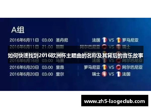 如何快速找到2016欧洲杯主题曲的名称及其背后的音乐故事