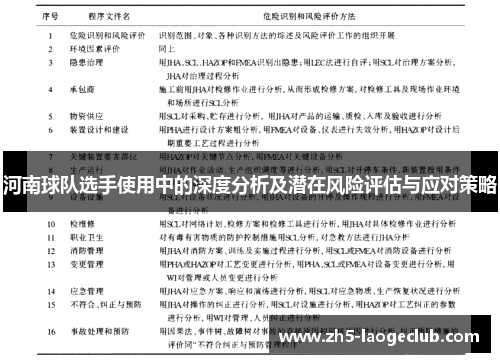 河南球队选手使用中的深度分析及潜在风险评估与应对策略