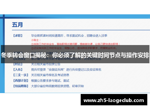 冬季转会窗口揭秘：你必须了解的关键时间节点与操作安排